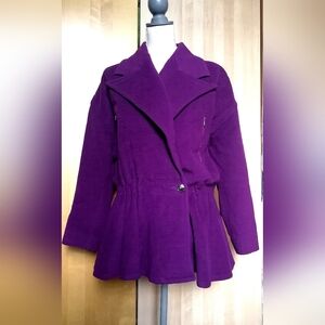 Purple Women's Peplum Wool-Blend Coat